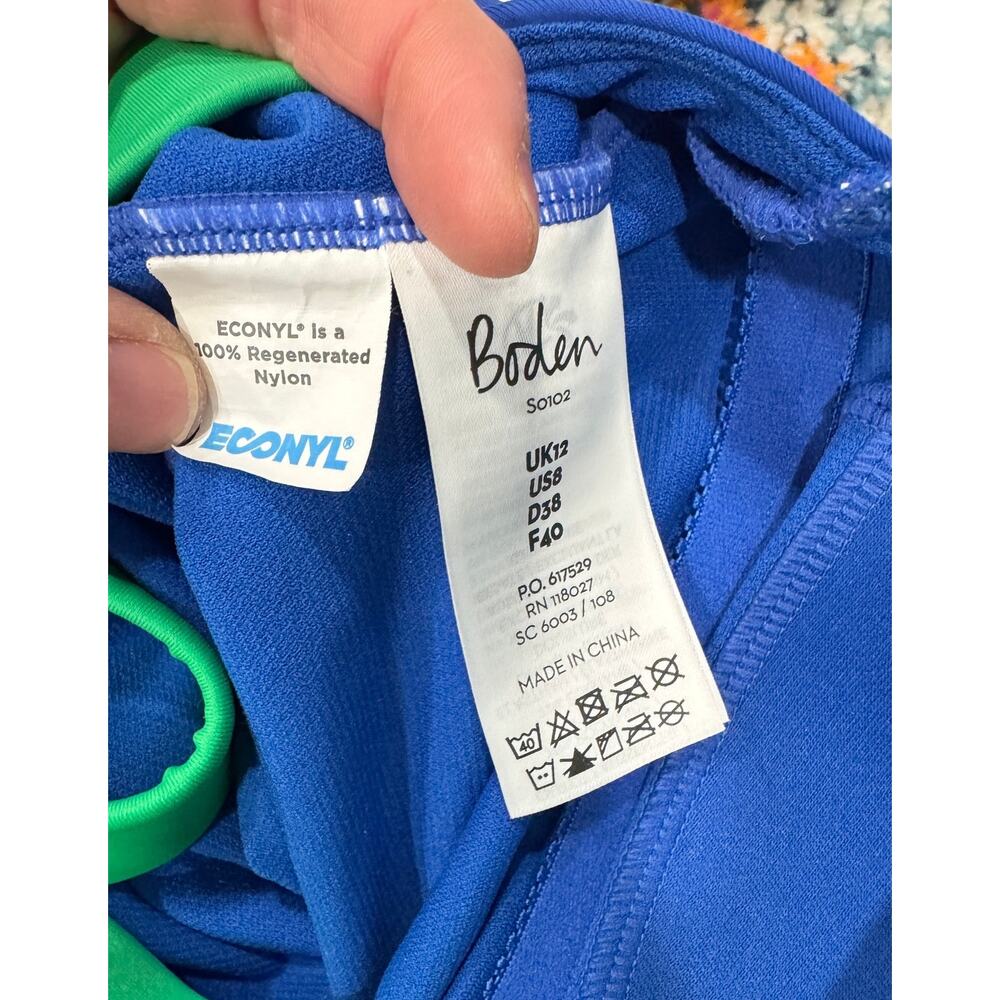 BODEN Paros Cross Back Color Block One Piece Swimsuit Beach Size 8 - Picture 4 of 4